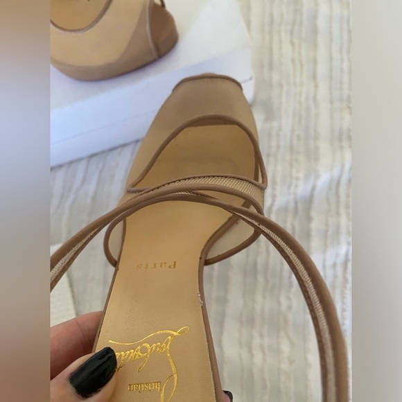 Christian Louboutin Mariacar Nude Mesh Leather Platform Heels Size 38.5 - Picture 13 of 17